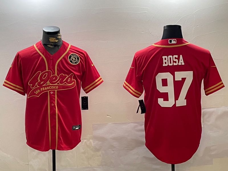 Men San Francisco 49ers #97 Bosa Red Joint Name 2024 Nike Limited NFL Jersey style 12091